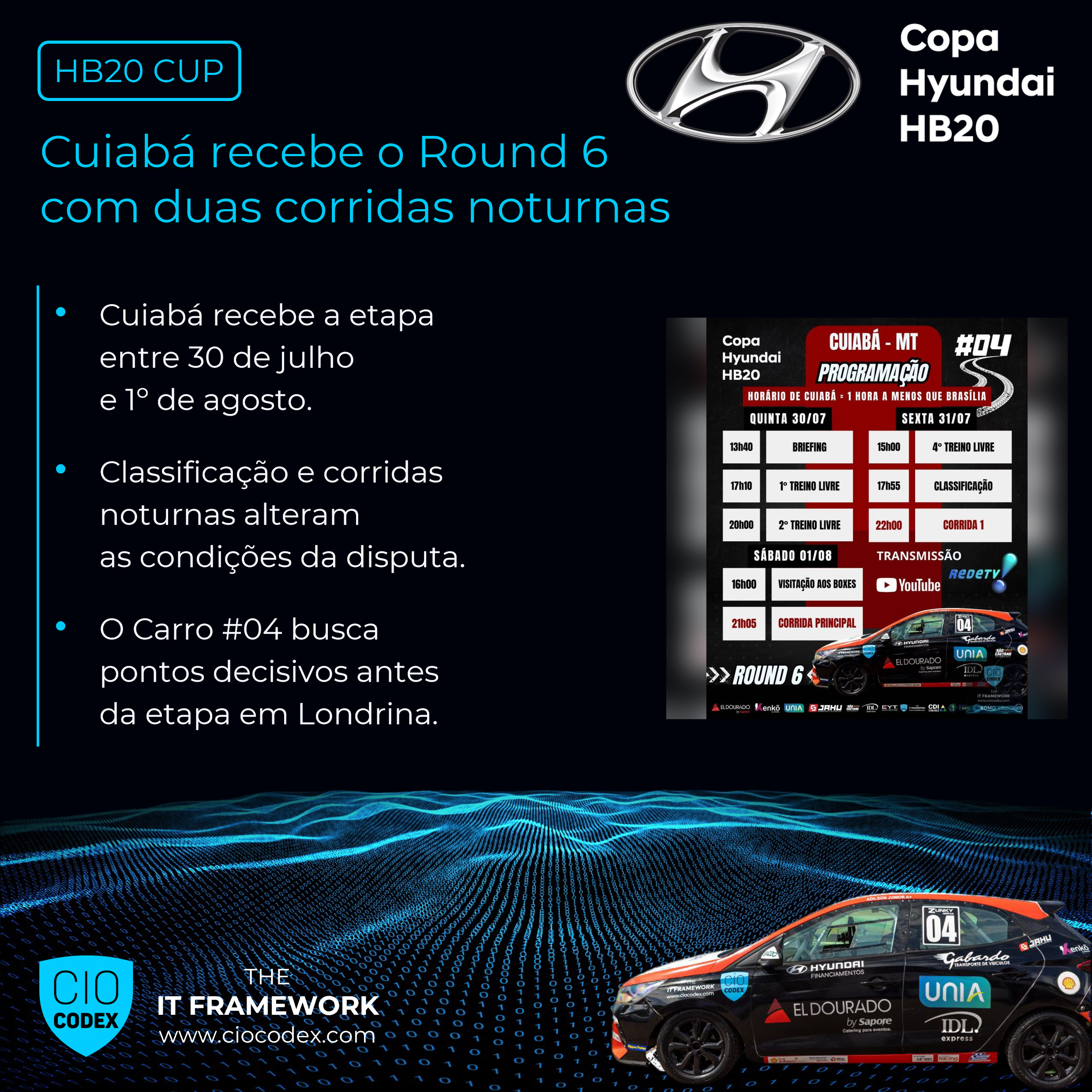 Copa HB20 – Carro #04 disputa etapa noturna em Cuiabá