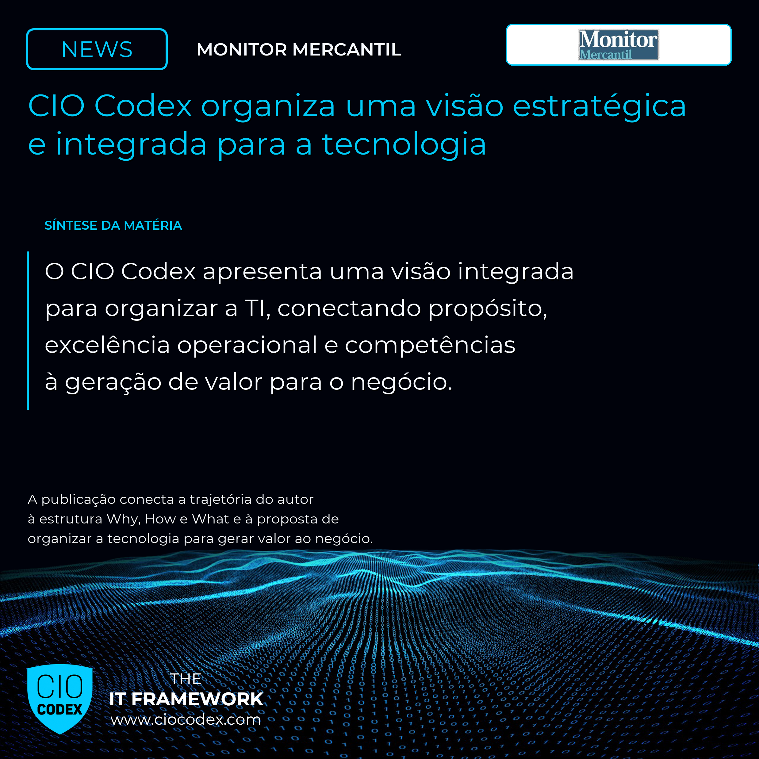 Na mídia – Monitor Mercantil destaca o CIO Codex